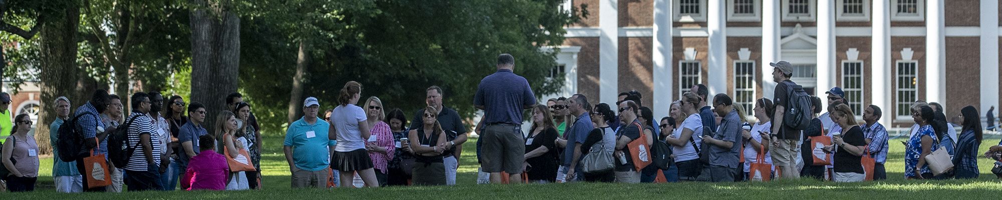 UVA Orientation group on lawn